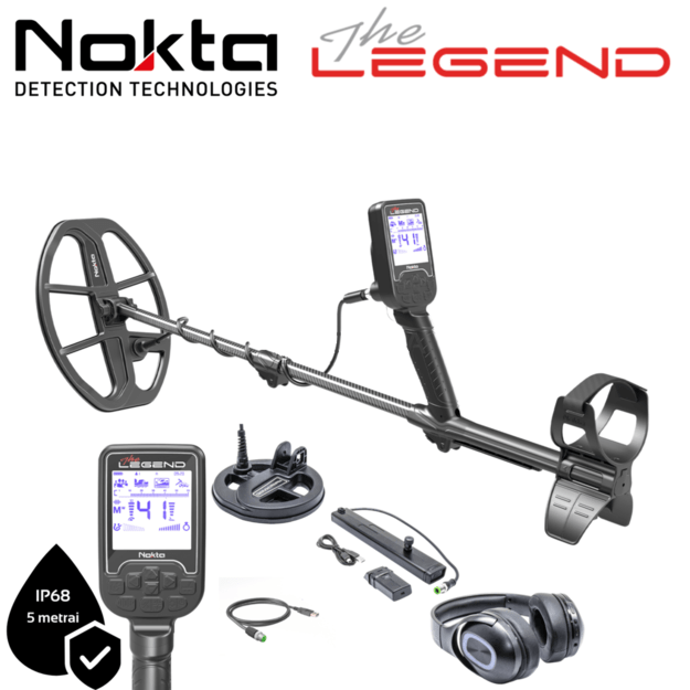 Nokta LEGEND WHP PRO metalo detektorius su LG30 rite, belaidėmis ausinėmis, papildoma rite, papildomu akumuliatoriumi