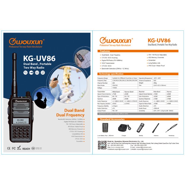 Wouxun KG-UV86 VHF/UHF