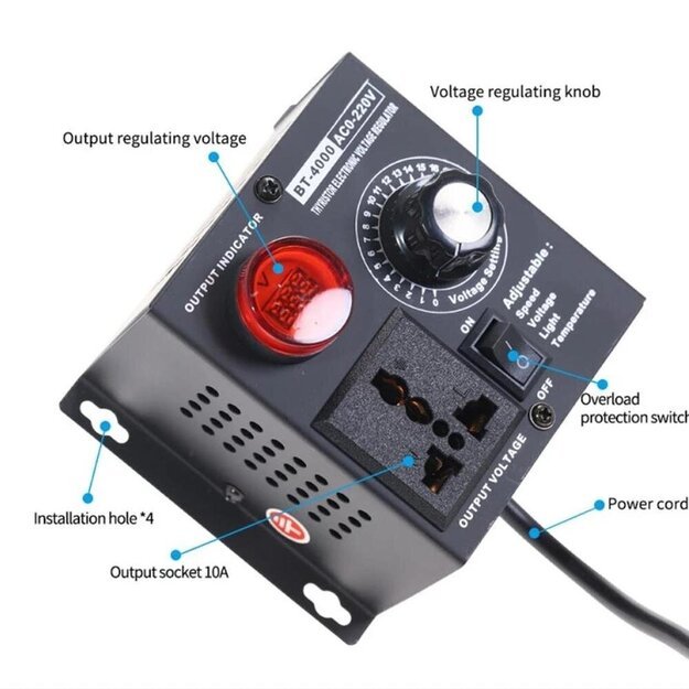 0 - 220V AC 4KW įtampos reguliatorius