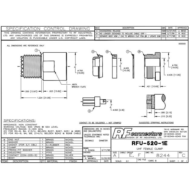 SO-239 (RFU-520-1E)  RG213 jungtis