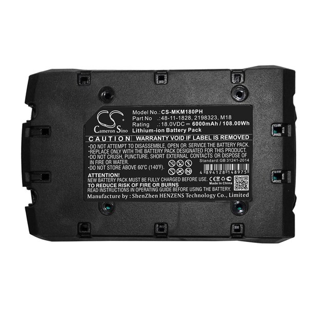 Milwaukee baterija 6000mAh M18